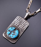Silver & Turquoise Navajo Cuttlefish Tufacast Pendant by Ravis Henry 6D20T