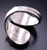 Adjustable Silver & Onyx Navajo Handmade Wrap Ring by Genevieve Francisco 4A12Y