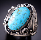 Size 13-3/4 Large Kingman Turquoise Men's Ring by Navajo Darell Morgan 6K22E