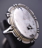 Size 9 White Buffalo Navajo Sterling Silver Ring by Norvin Johnson 6K27N