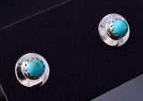 Silver & Turquoise Navajo Handmade Post Earrings 3H02Z