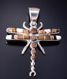 Silver & Tiger Eye Multistone Navajo Inlay Dragonfly Pendant Candace Skeet 5L21A