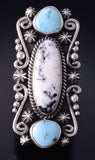 Size 8-3/4 Silver & Golden Hills Turquoise Navajo Ring by Erick Begay 5H03L