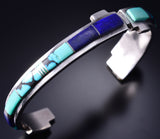 Vintage Silver & Turquoise Multistone Zuni Inlay Bracelet by Duran Gasper 6A21M
