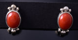 Silver & Mediterranean Coral Navajo Post Earrings 5F10T