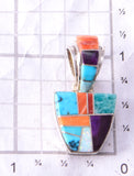 Silver & Turquoise Multistone Navajo Inlay Pendant by Billy Long 3F12X