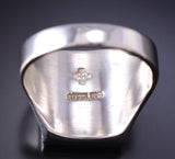 Vintage Size 10-3/4 Silver & Turquoise Multistone Navajo Inlay Men's Ring 6E14K