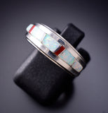 Size 6-1/2 Navajo Opal and Red Coral Inlay Ring by Wilbert Muskett 6K22X