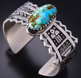 Silver & 14k Gold w/ Turquoise Santo Domingo Corn Bracelet by Joseph Coriz 6D22X
