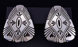 Vintage Silver Navajo Handmade Statement Earrings by Steven Begay 5K22Q