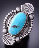 Size 8-1/2 Silver & Turquoise Navajo Handmade Ring by Michael Calladitto 4A12M