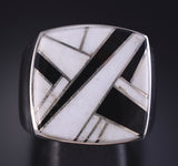 Size 11-3/4 Silver & White Buffalo Turquoise Navajo MENS Ring by Arlene Yazzie 5L05X