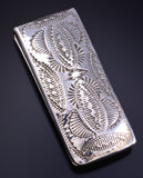 Silver Navajo Handmade Rug Design Money Clip by Shirley Skeets 5L25M