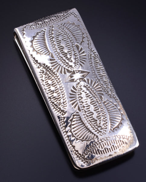 Silver Navajo Handmade Rug Design Money Clip by Shirley Skeets 5L25M