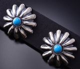 Sterling Silver Navajo Concho Earrings with Turquoise - 6K02B