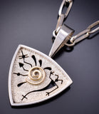 Vintage Petroglyph pendant Silver and 14k gold by Myron Panteah - 6K02Z