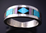 Size 13-3/4 Silver Multistone Navajo Inlay Men's Ring by Jimmy Harrison 5H02W