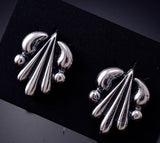All Silver Navajo Concho Earrings by Rita Largo 6J30C