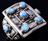 Vintage Silver & Golden Hills Turquoise Navajo Bracelet 5G18Z