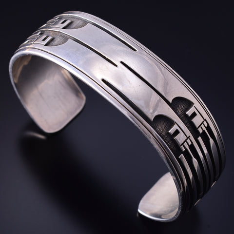 Vintage Silver Hopi Handmade Kachina Dancers Bracelet 5E06E