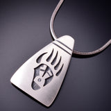 Silver Hopi Handmade Bear Claw Design Pendant by Timothy Mowa 3G05B