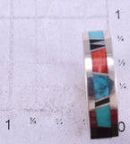 Size 10-1/4 Silver Multistone Navajo All Around Inlay Mens Ring - Rose Ann Long 5L05U