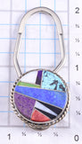 Silver & Turquoise Multistone Navajo Inlay Key Ring by Arnold Yazzie 5L25N