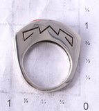 Vintage - Size 6 Silver & Coral Navajo Handmade Balance Ring 5J29W