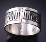 Size 11 Silver Navajo "Hogan" & Home Storytelling Ring by Elaine Becenti 5L10Z