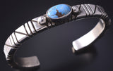 Silver & Golden Hills Turquoise Navajo Handmade Bracelet by Erick Begay 5H01P