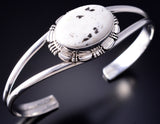 Silver & White Buffalo Turquoise Navajo Open Bracelet by Norvin Johnson 5L21G