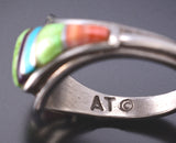 Size 7-1/4 Gaspeite and Turquoise Navajo Inlay Ring by Ambrose Tsosie 6K26V