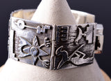 Vintage Silver Laguna Choctaw Story Telling Link Bracelet by Frank Carillo 6D28Z
