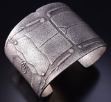 Silver Navajo Tufacast Scareb Beetle Bracelet by Matthew H. Begay 5B19P
