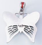 Silver & Coral & Turquoise Navajo Inlay Butterfly Pendant by Erick Begay 3H20Y