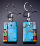 Santo Domingo Handmade Turquoise Multistone Mosaic Earrings by Mary Tafoya 5D18K