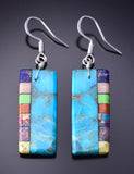 Turquoise Santo Domingo Handmade Medium Earrings by Mary Louise Tafoya 3G07O