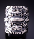 Size 10-3/4 Silver Navajo Handmade Concho Mens Ring by Derrick Gordon 4C31V