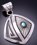 Silver & Turquoise Navajo Handmade Shield Pendant by Rosco Scott 4A19F