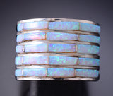 Size 11 Silver & Opal 5 Row Navajo Inlay Ring by Jamie Johnson 6D09U