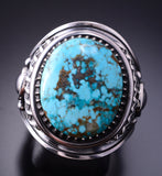 Size 10 Silver & Turquoise Navajo Handmade Ring by Derrick Gordon 4A04Q