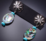 Silver & Abalone w/ Turquoise Navajo Concho Earrings by Ravis Henry 6D20C