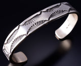 Silver Navajo Handmade Sunrise Men's Bracelet by Nora Tahe 5L20D