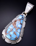 Silver & Golden Hills Turquoise Navajo Handmade Pendant by Rick Tolino 5L13T