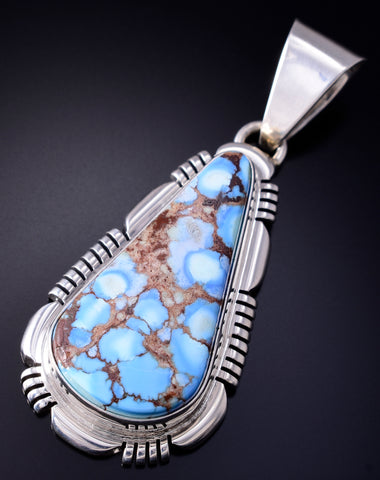 Silver & Golden Hills Turquoise Navajo Handmade Pendant by Rick Tolino 5L13T