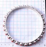 Silver & Coral Navajo Bangle Bracelet by Gaynelle Parker & Shona Yazzie 5L21Z