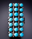 Size 6-3/4 Navajo Kingman Turquoise Ring 21 Stones by Nathaniel Johnson 6K22S