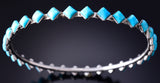 Silver and Diamond-Shaped Turquoise Bangle Bracelet Navajo Handmade 5L17Z