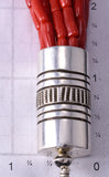 Silver & Turquoise Coral Navajo Inlay Barrel Spinner Necklace Erick Begay 6C02Z