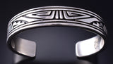Vintage Silver Navajo Handmade Basket Design Bracelet by Steven Begay 5K17E